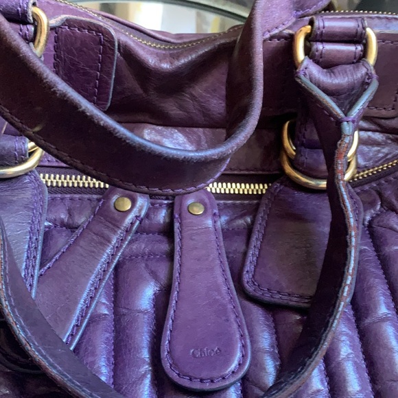 Vintage Chloe Purple Leather Shoulder Bag - Picture 11 of 16